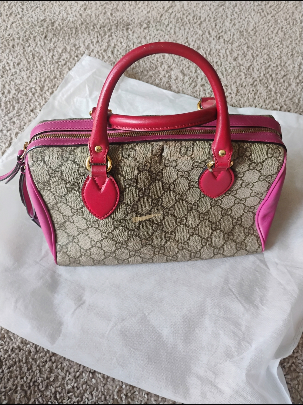 Gucci GG 2 Tone Supreme Boston Bag - Preloved - Picture 2 of 14